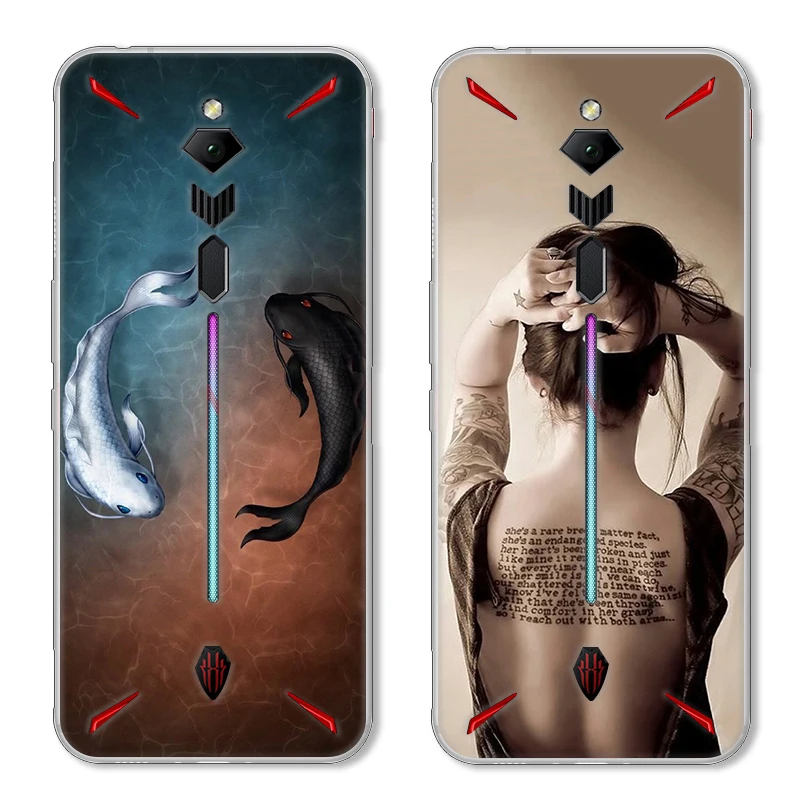 Мультяшная кошка и рыба чехол для zte Nubia Red Magic 3 TPU окрашенный мобильный телефон