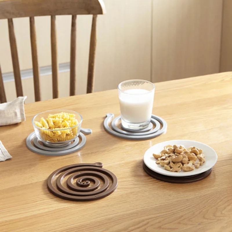 2pc Spiral Cup Placemat Table Heat Insulation Mat Mosquito Shape Coaster Pad Kitchen Non-slip Bowls Dish Pot Holder | Дом и сад