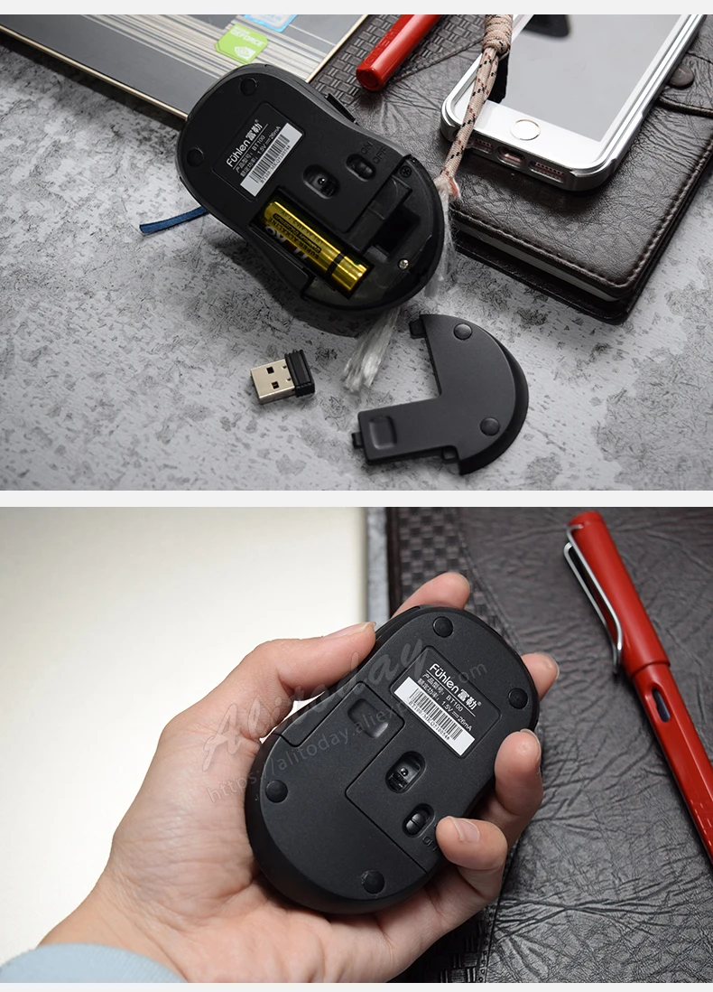 Fuhlen BT100 1600 Точек на дюйм Двухрежимная мышь беспроводная bluetooth-мышка немой MAC ноутбука компьютерная мышь