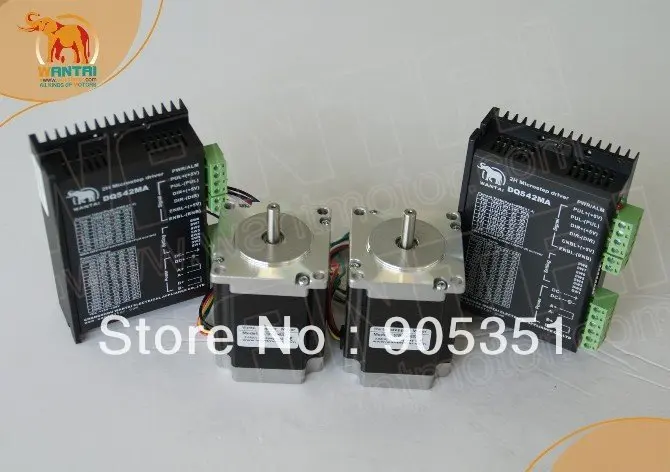 Дешевый ЧПУ! Wantai 2 осевые шаговые двигатели Nema 23 57BYGH420 185oz in + Драйвер DQ542MA 4.2A 50V 125Micro