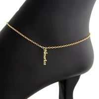 custom personalized vertical name anklets for women beach jewelry holiday gift stainless steel chain bracelet hand link