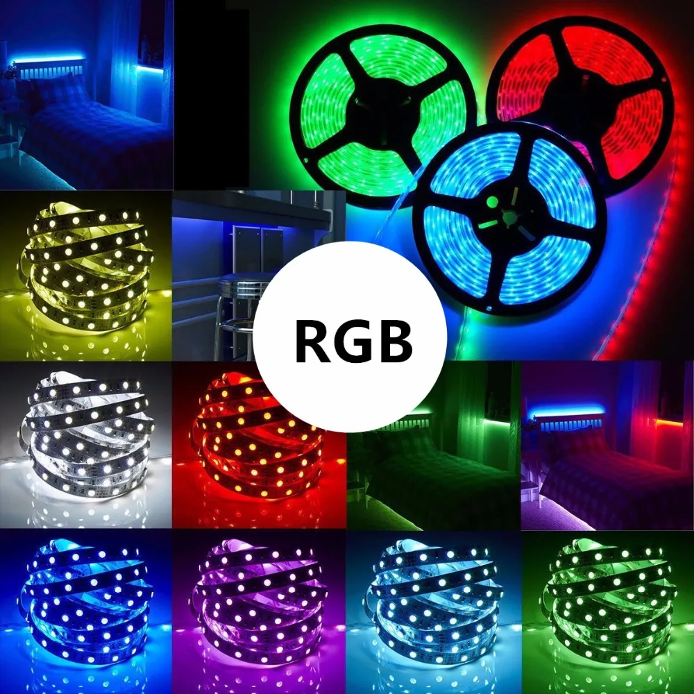 Светодиодная ленсветильник SMD 5050 RGB 5 м не водонепроницаемая 12 В 24 300