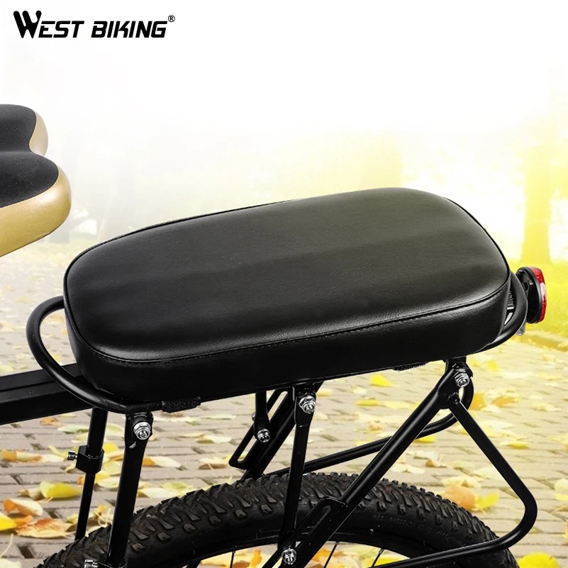 WEST BIKING Велосипедное заднее седло из искусственной кожи, толстая эластичная губка, мягкая велосипедная подушка для горного велосипеда