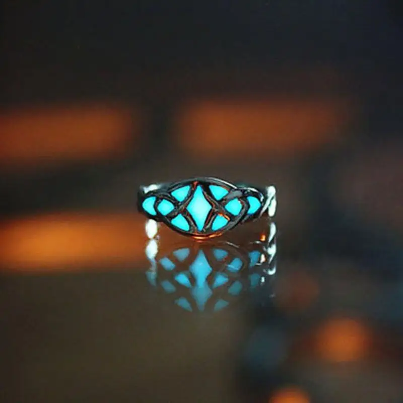 2018 Ретро мода стимпанк кольца светятся в темноте для Для женщин световой кольцо
