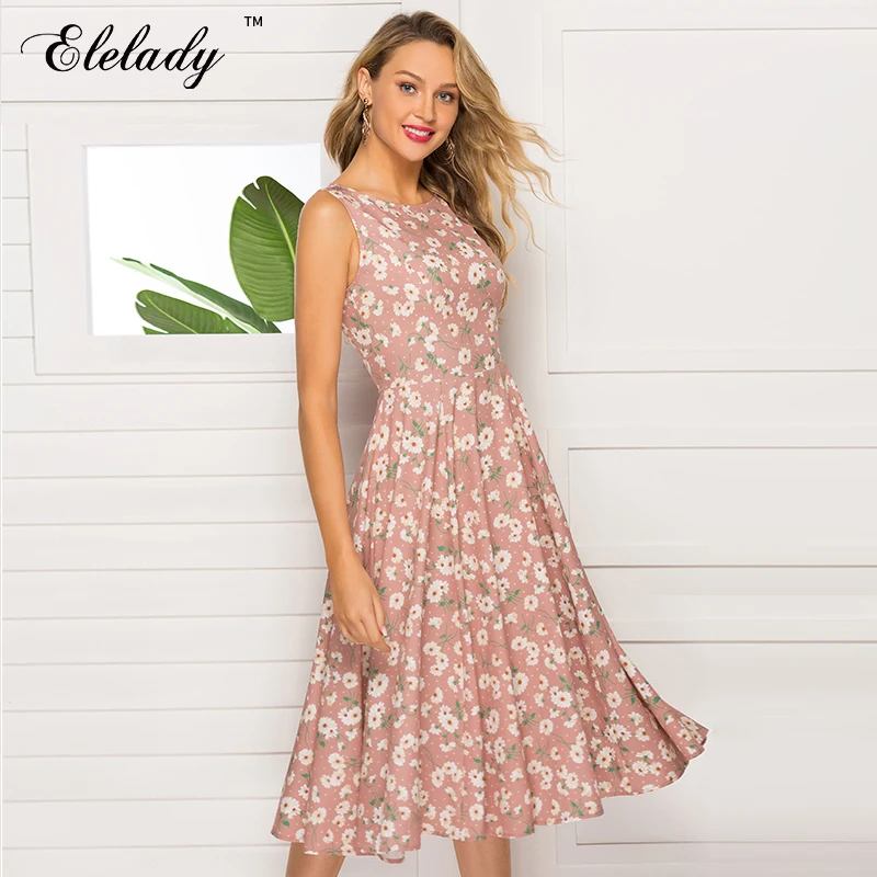 Southpire Vintage Classic Women Sleeveless Dress Elegant Floral Printed Retro A-line Dresses Simple Boho Autumn Vestidos | Женская