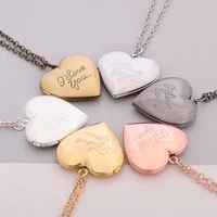 mingqi secret medal diy heart shaped simple love forever metal necklace vintage pendant couple photo frame necklace jewelry