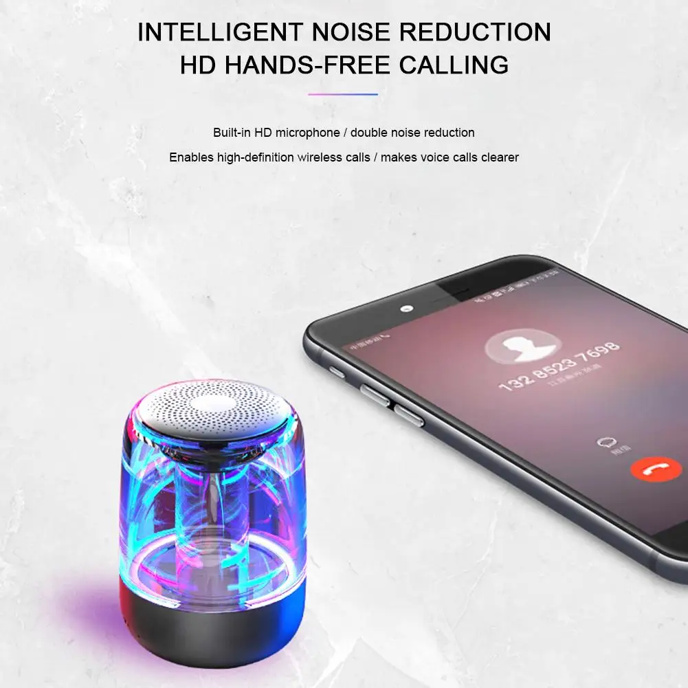 Модный C7 Bluetooth 5 0 динамик прозрачный светодиодный светящийся сабвуфер TWS 6D Surround HIFI