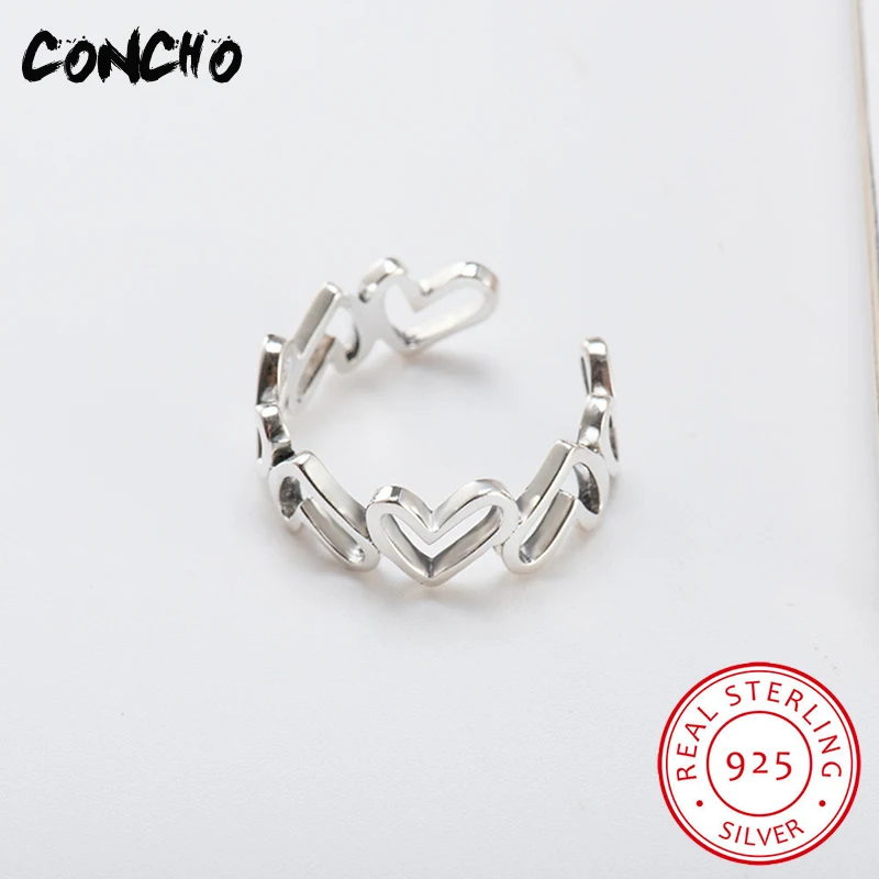 2018 Sale Promotion Bands Party Anel Feminino Concho Jewelry 925 Sterling Heart Open Rings For Women | Украшения и аксессуары
