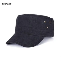 suogry fashion adult gorra high quality washed cotton adjustable solid color military hat unisex german army caps