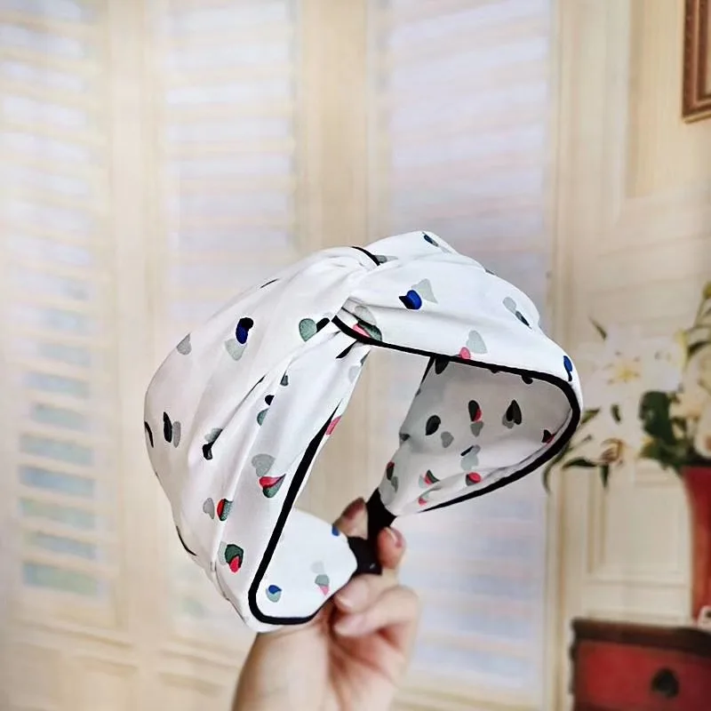 2019 Fashion New Women Print Hairband Headband Hair Hoop Wide Dot Cloth Bands Bezel Accessories |