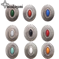 3pcslot retro zinc alloy oval decorative buttons charms pendants for diy concho hair jewelry accessories