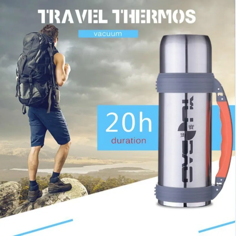 Outdoors Mountaineering Kettle 1.2l Will Capacity Travel Gift Vacuum Cup Stainless Steel Heat Preservation water bottle | Дом и сад