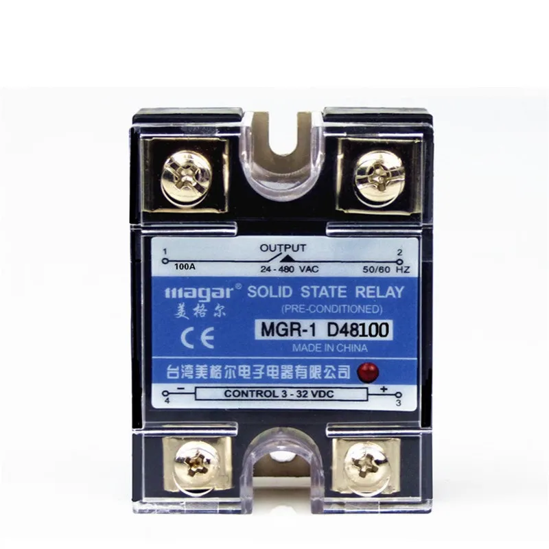 

Normally Open Single-Phase Solid State Relay SSR MGR-1 D48100 100A DC - AC