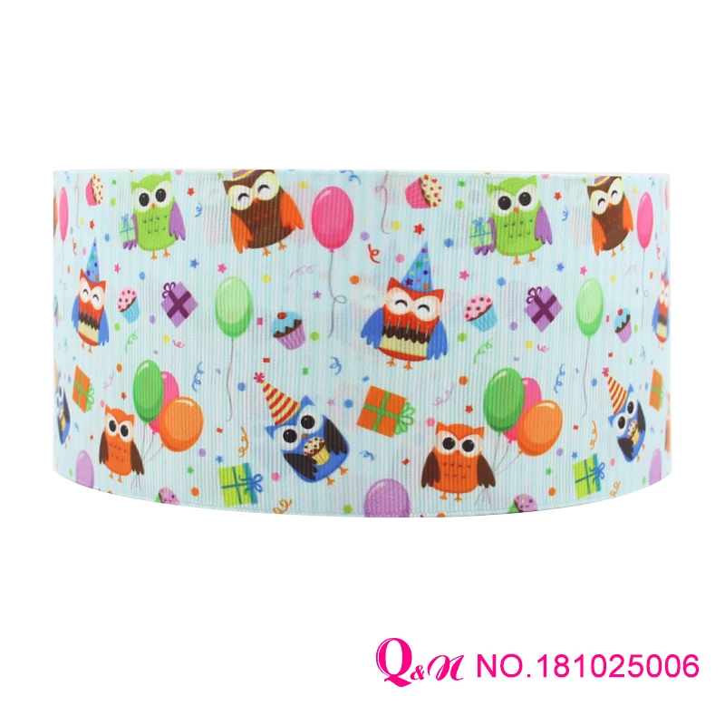 qn 10 yards lot 22mm 38mm 75mm 181025005 owl design printed grosgrain ribbon for hairbow | Дом и сад