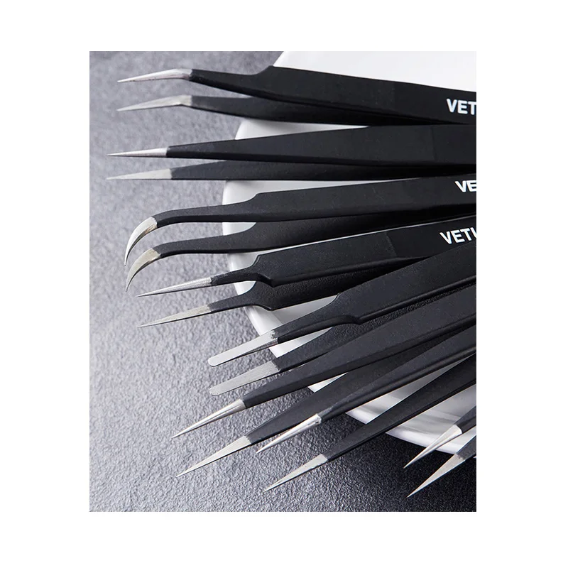 1 шт. оригинальные VETUS ESD прецизионные нержавеющая сталь tweezers противокислотные магнитные BGA сварочные работы инструменты