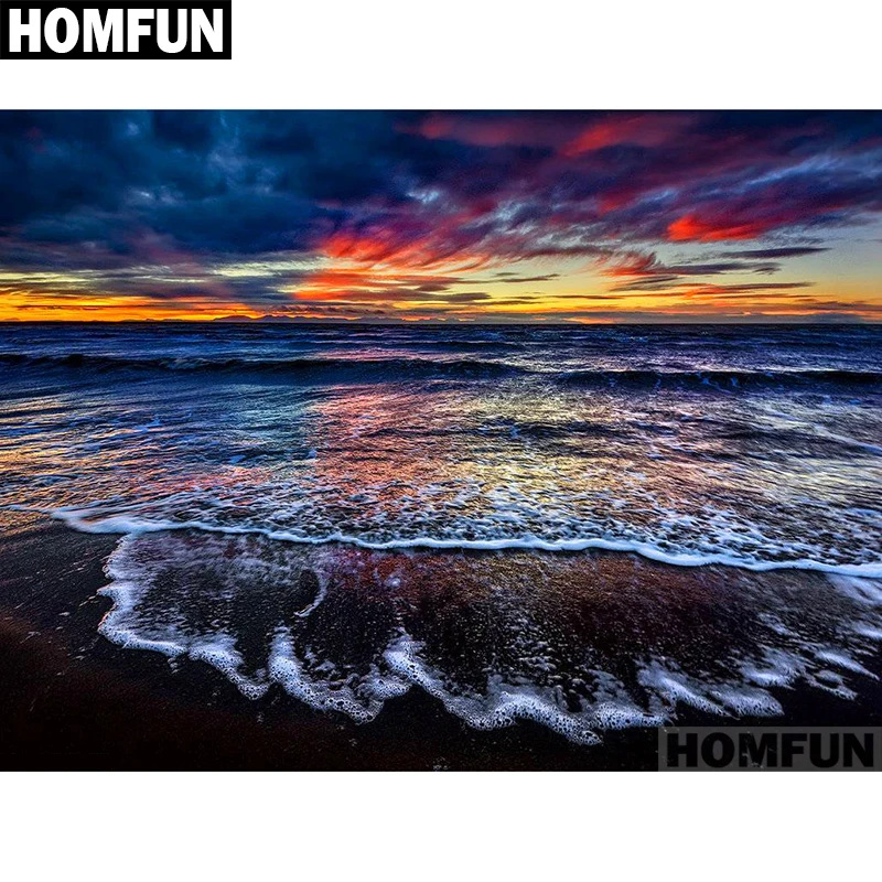 HOMFUN полный квадратный/круглый дрель 5D DIY алмазная живопись &quotморское побережье