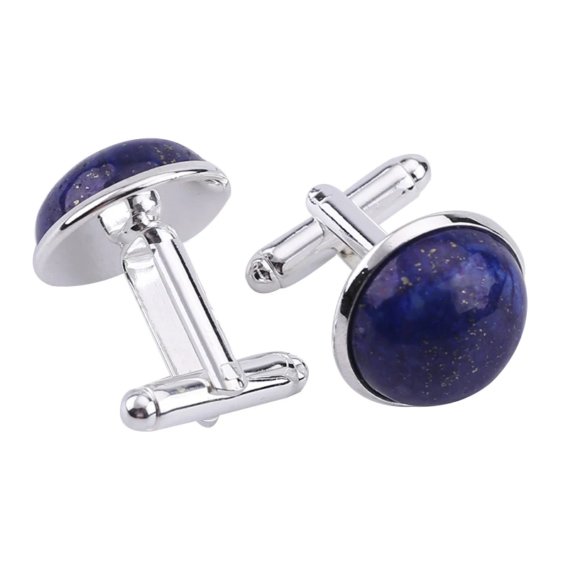 Запонки из серебра и металла с синим lapis lazuli 2 шт. мужские рубашки запонки для