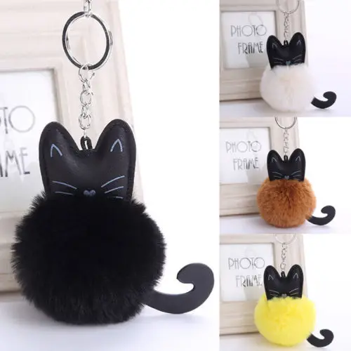 2018 Новый Модный популярный искусственный мех Кот брелок цепь котенок кольцо для