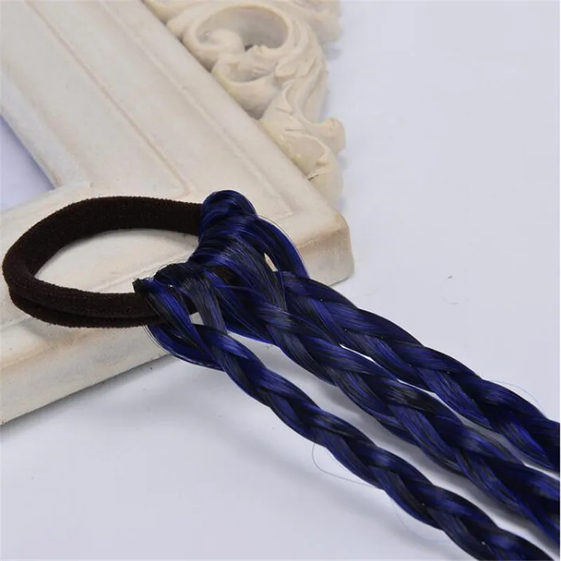 Для девочек цветные парики хвостик волос головные украшения с узором из резинок, Красота резинки для волос Головные уборы Детские аксессуары для волос повязка на голову