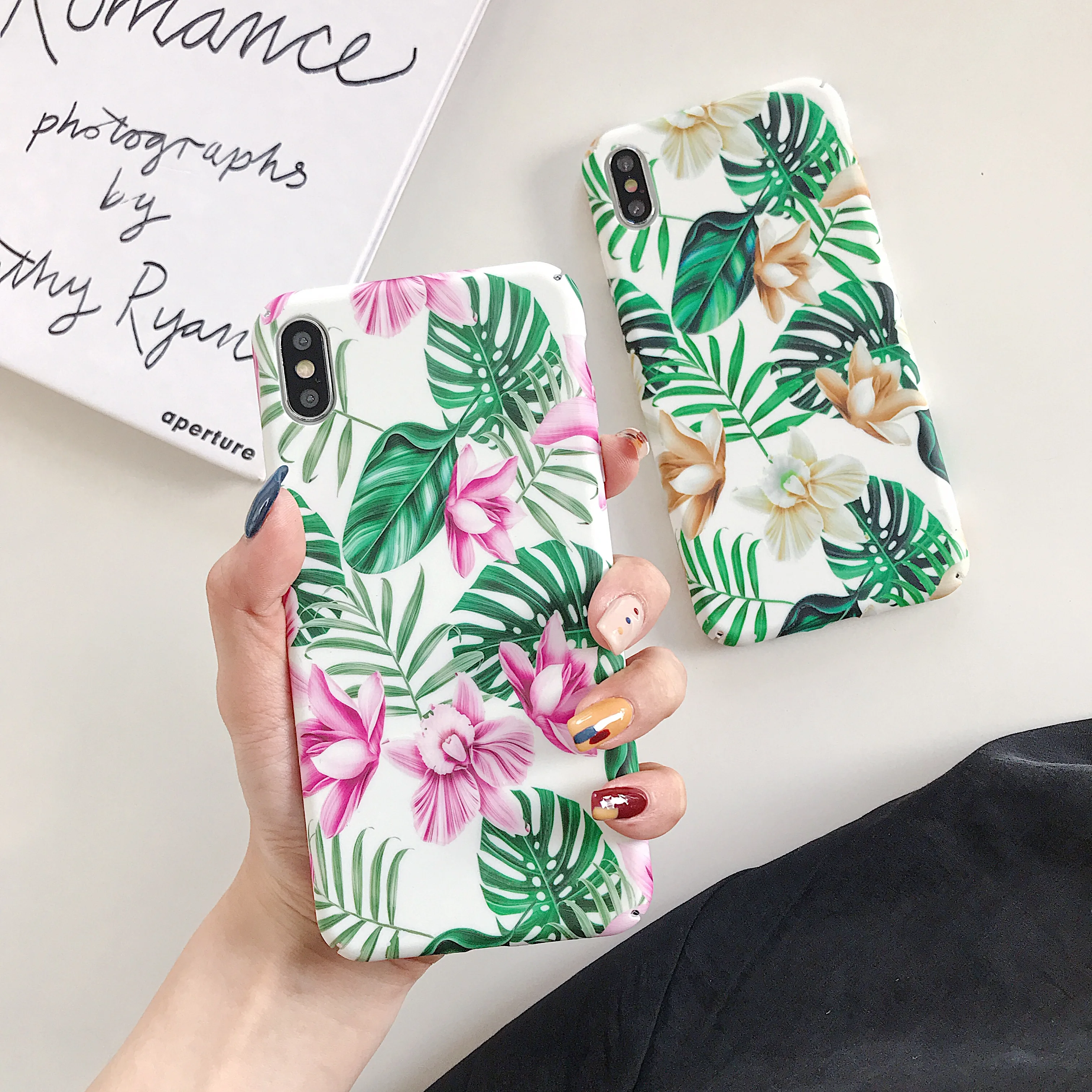 Чехол для телефона KISSCASE Art Flower Leaf iPhone 7 8 Plus X XS 6 6s Max светящийся чехол с тропическими
