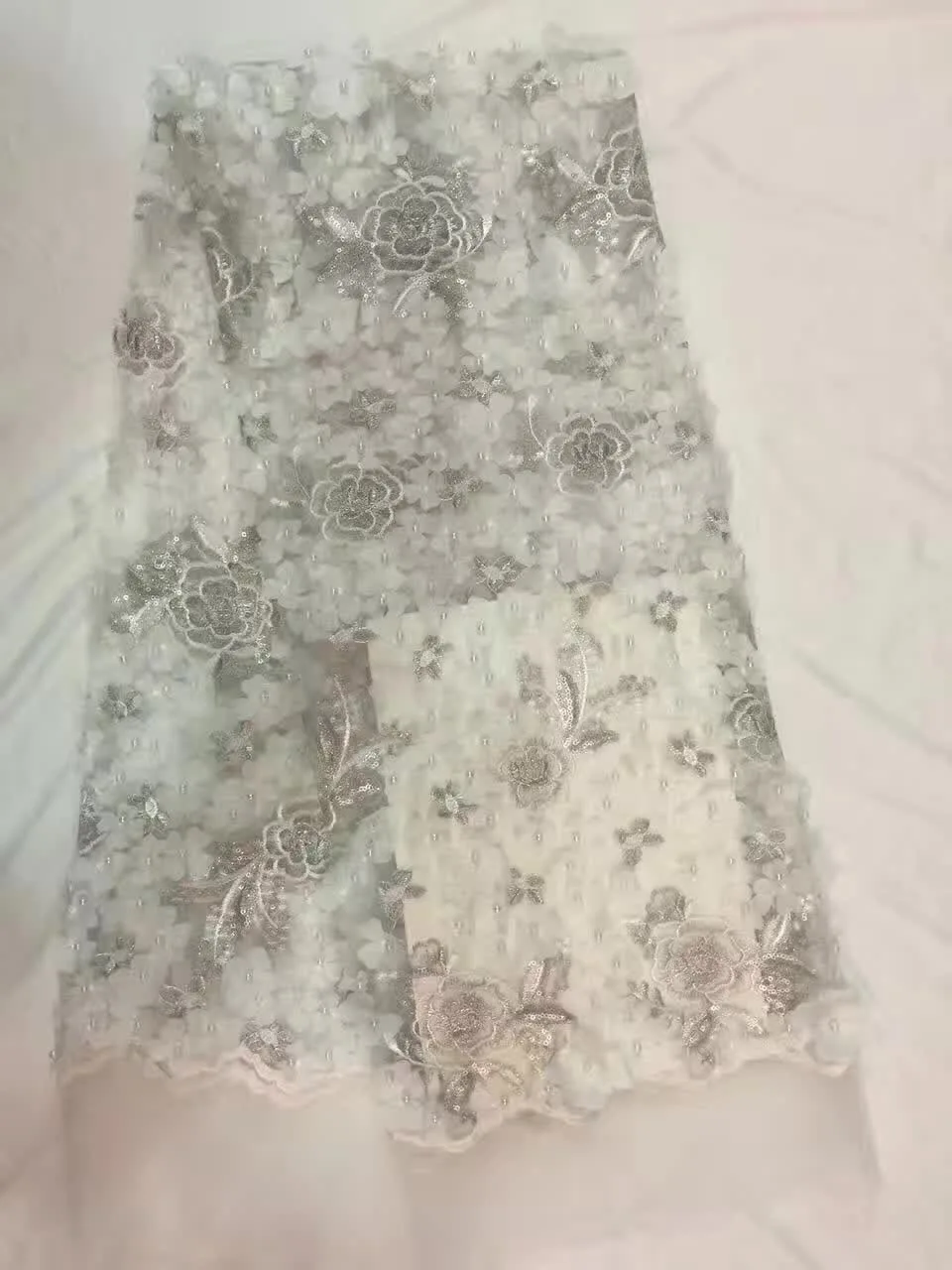 African Pearl stone High Quality Net Lace French Voile Guipure tulle mesh Fabric For dress with beads in black HY29-974 | Дом и сад
