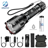 super bright led flashlight 5 lighting modes led torch for night riding camping hiking hunting indoor activities use 18650
