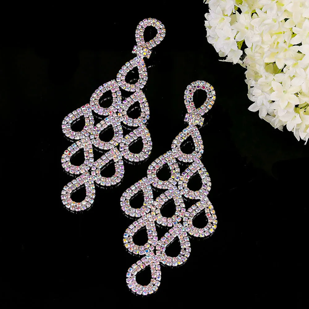 Shevalues AB Rhinestone Серьги для женщин длинные висящие серьги для женщин Элегантные Серьги Pendientes ювелирные изделия для банкета Вечерние