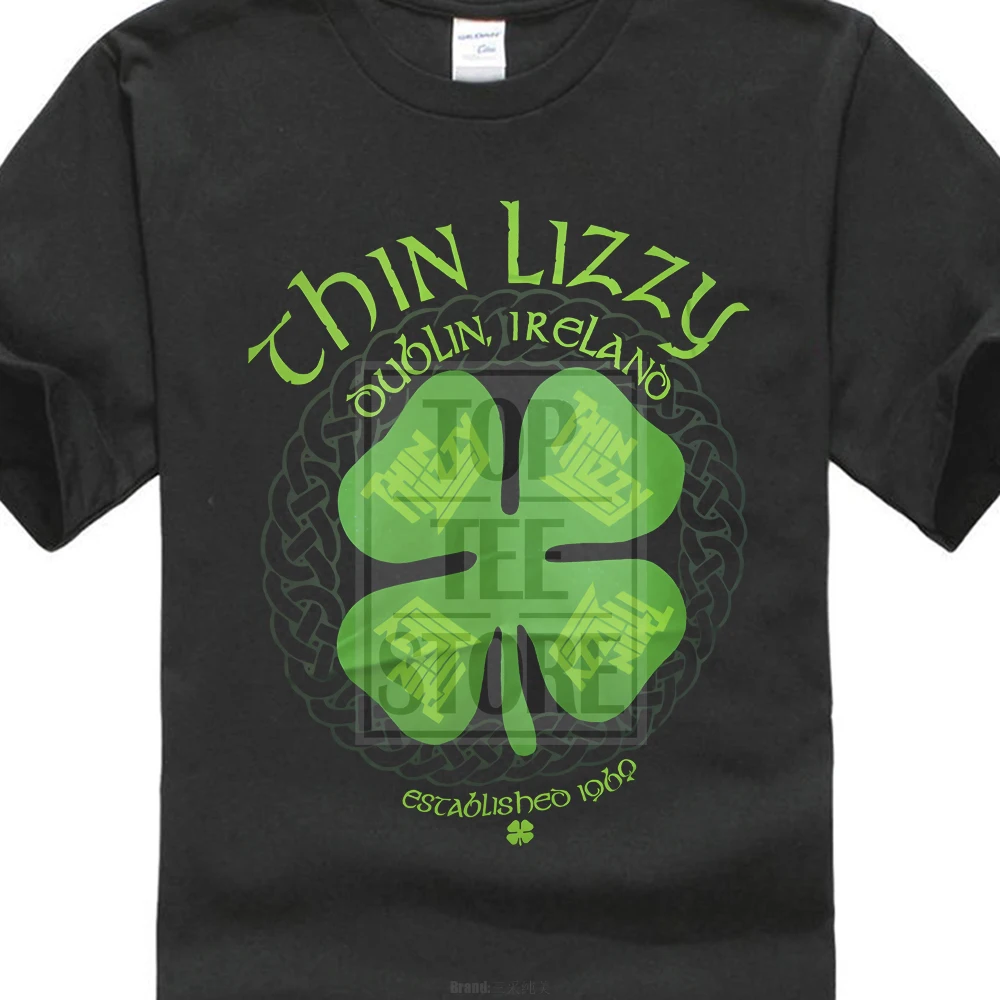 Тонкая черная футболка Lizzy Men'S Four Leaf Clover