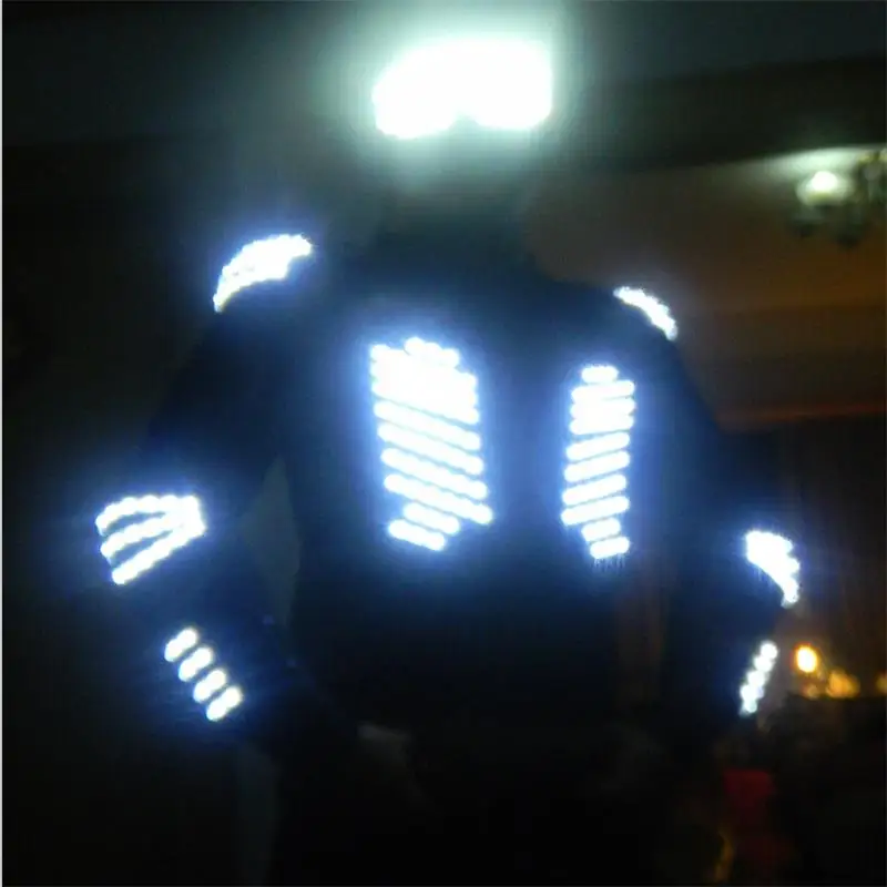 Светодиодные светильник ящиеся костюмы белого цвета куртка светящийся робот