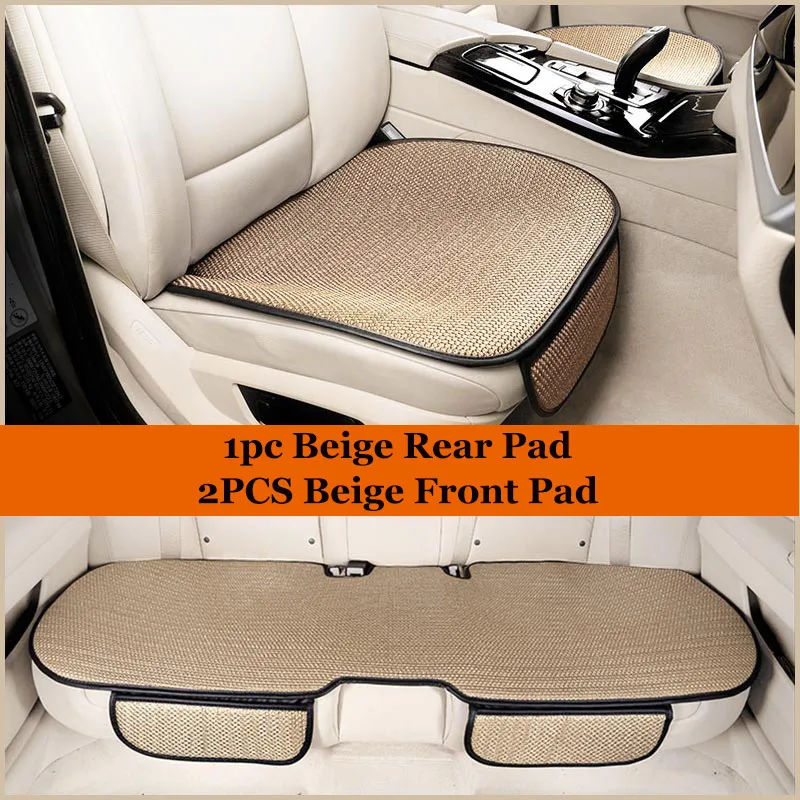 Beige 2Rear x 1Front Auxmart сиденья спереди заднего сиденья Лен дышащий комфорт универсальное автокресло протектор мат автомобильной ногами коврик - Название цвета: Beige 2Rear x 1Front