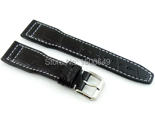 

Debert Black 22mm leather Strap stainless steel buckle fit mens watch P87
