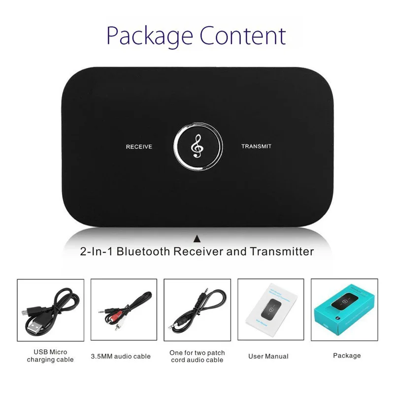 B6 2в1 Bluetooth передатчик приемник HIFI беспроводной A2DP Портативный Аудио плеер Aux 3 5 мм