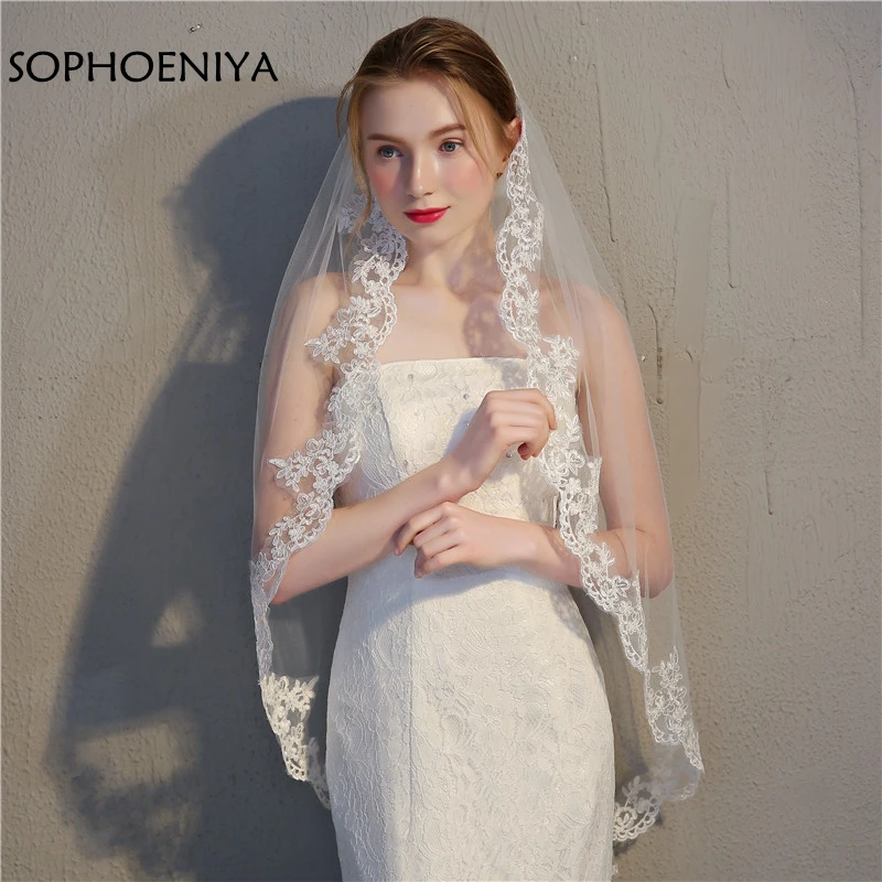 

Real Picture Ivory white Bridal veil 2021 Cheap Wedding veils Cheap voile de mariee wedding accessories veu de noiva schleier