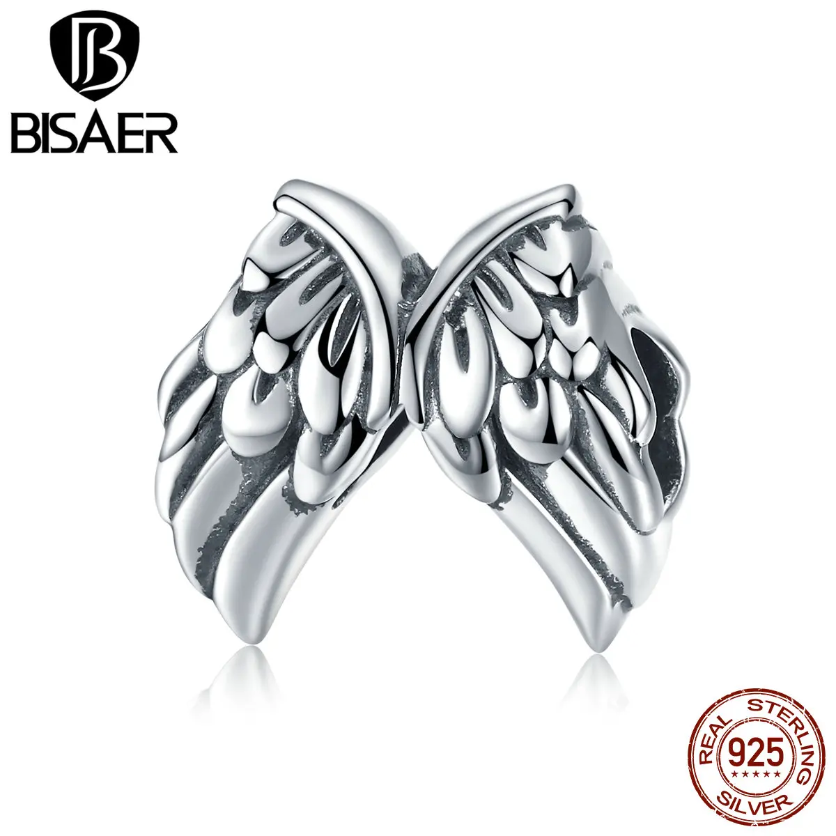BISAER, 925 пробы, Серебряные бусы в виде крыльев Ангела, для оригинала, 925, очаровательный браслет для женщин, роскошные модные ювелирные изделия HSC1091