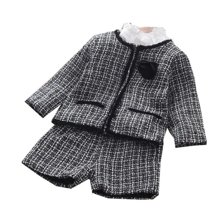 Комплекты одежды для маленьких девочек пальто с длинными рукавами и шорты костюм