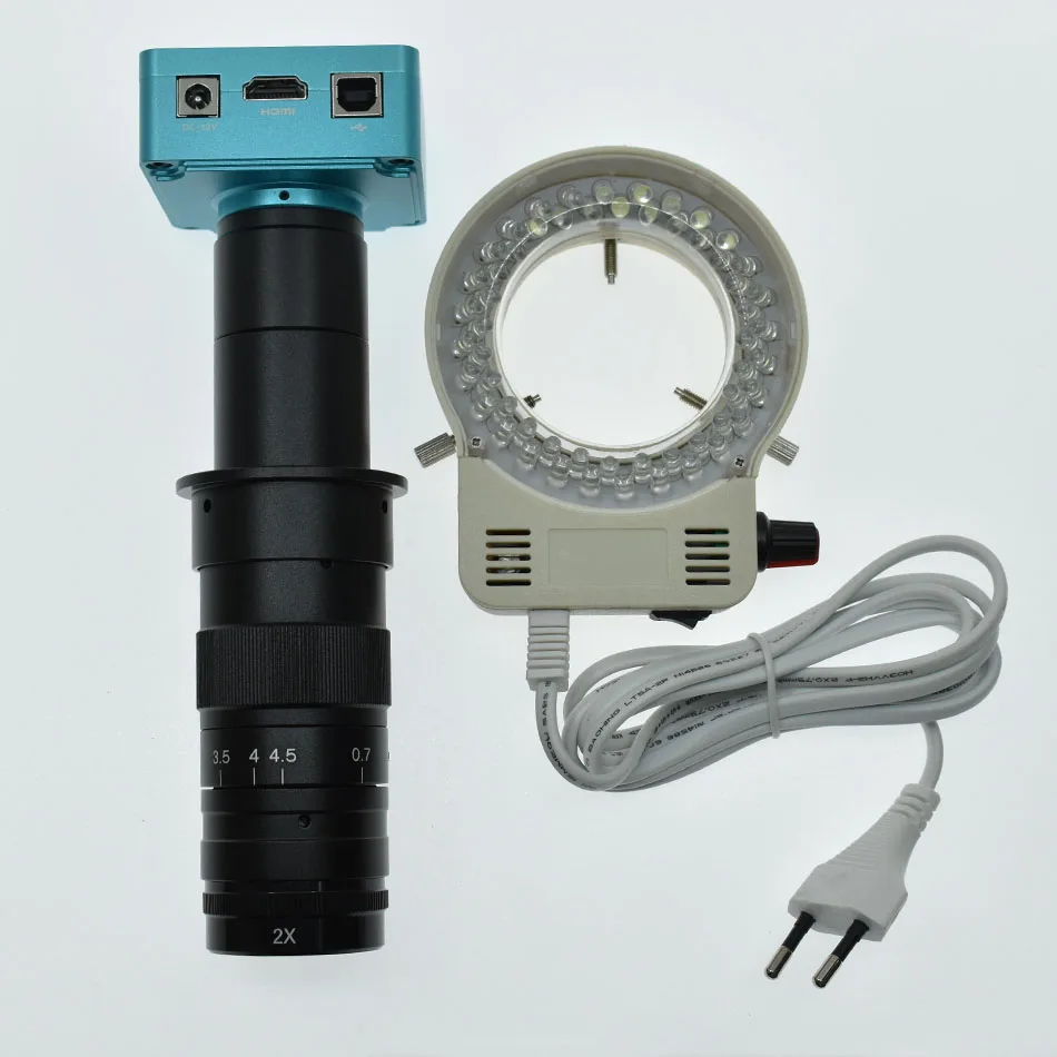 10X-400X with LED Full HD 28MP HDMI 1080 P USB цифровой видео микроскоп Камера+ 130X 180X 300X 400X 600X Регулируемый увеличением c-Крепление объектива - Цвет: 10X-400X with LED