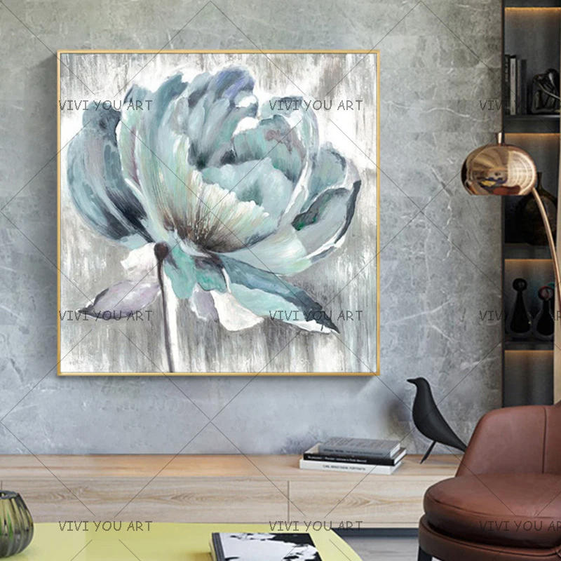 Картина маслом на стену красивые белые цветы 1 шт. холсте домашний декор для