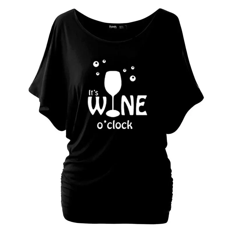 Женская футболка с надписью It WINE hours повседневная хлопковая хипстерская Футболка