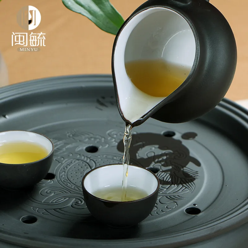 Фиолетовая глина yixing чайный сервиз, кунг-фу керамический чайный чайник с лотком для друга подарок