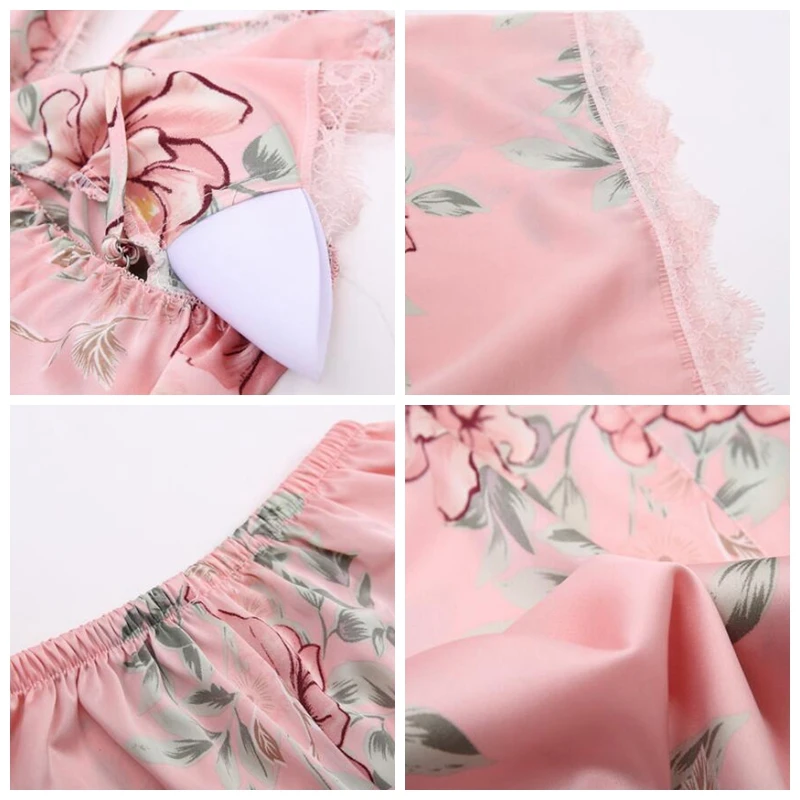 Женские пижамные комплекты сексуальные Сатиновые камзол шорты на бретельках с