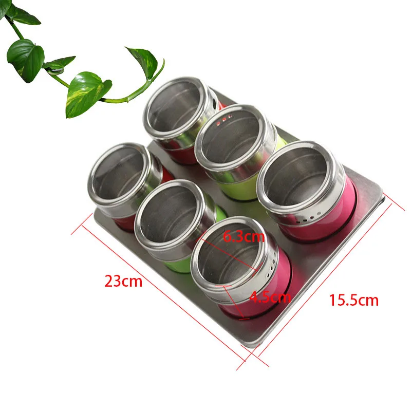 6 компл. Магнитная красочная банка для специй из нержавеющей стали контейнеры