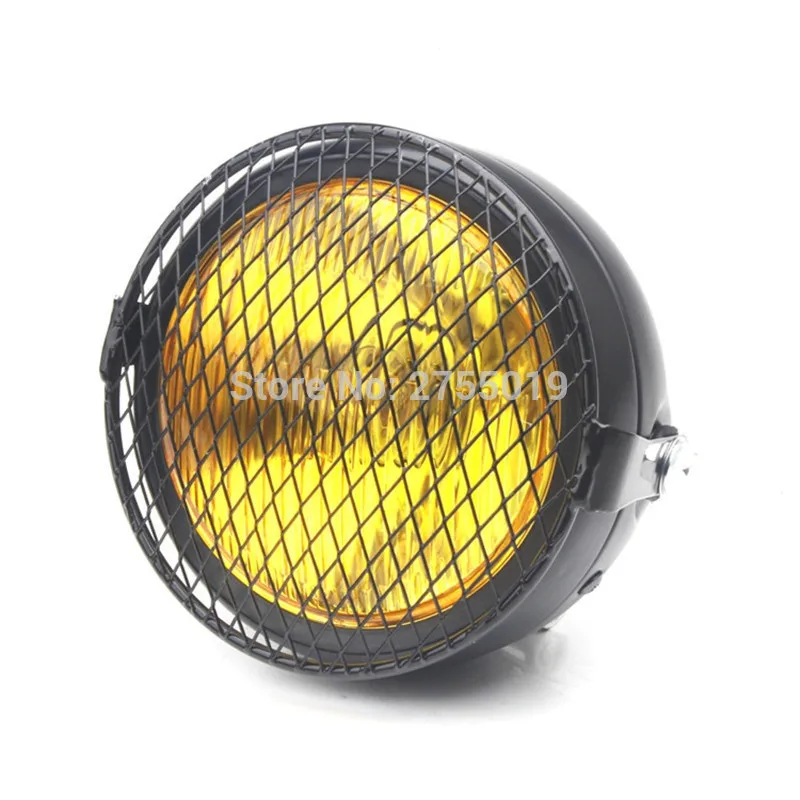 Передняя фара с маской для мотоцикла черная металлическая ретро маска 12 В 35 Вт