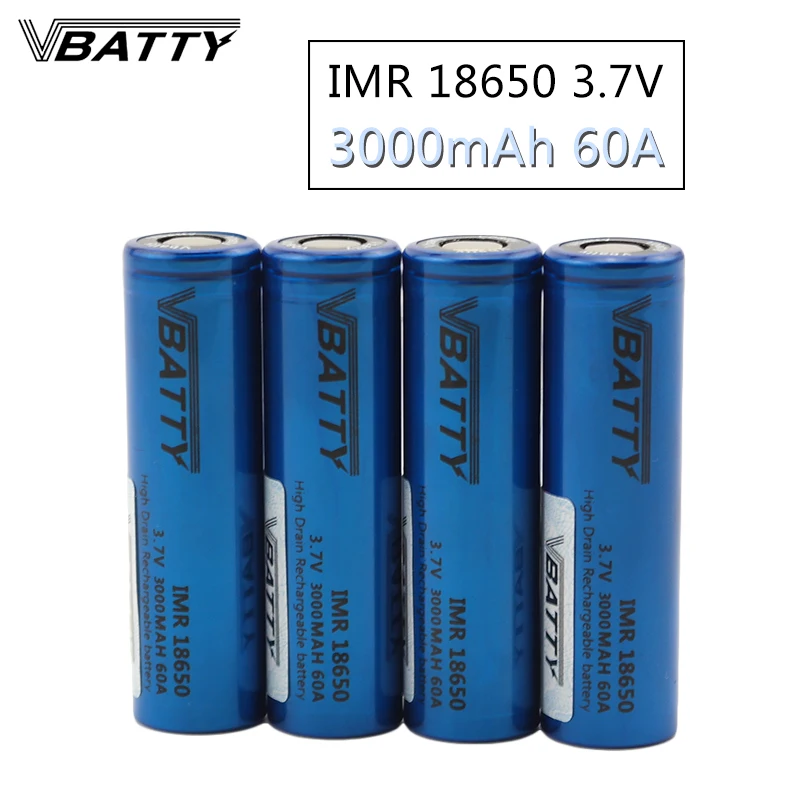 3 шт./лот,, Vbatty 18650, 3000 мА/ч, батарея 3,7 в, разрядка 60A для LG, электронная сигарета, аккумулятор PK,, HG2
