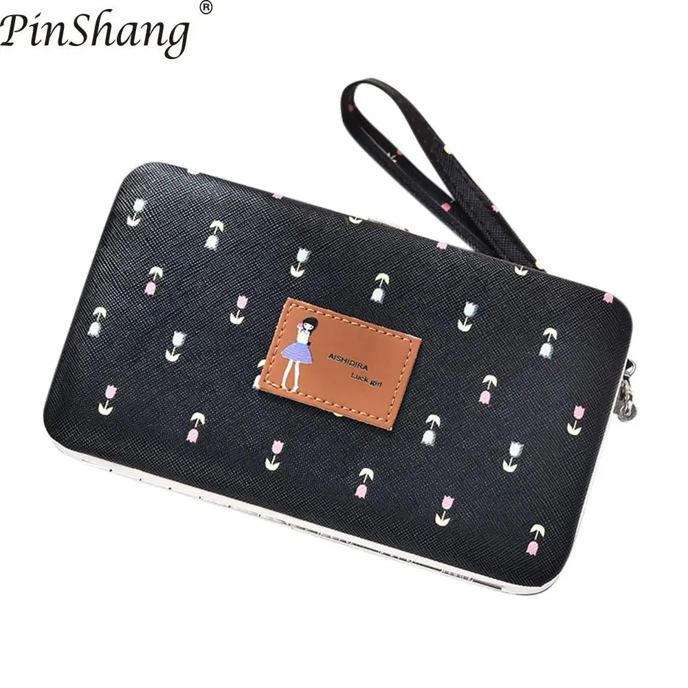 PinShang женская сумка двойной кошелек чехол для телефона с портативным RopeLovely PU