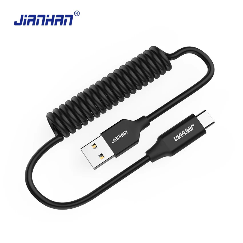 Кабель USB Type C с пружиной 5 В 2 4 А для Xiaomi кабель быстрой зарядки и передачи данных