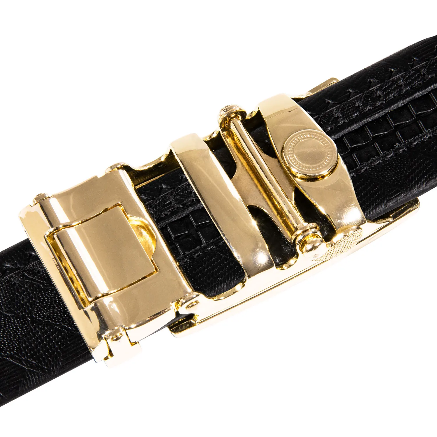 

PD-2078 Hi-Tie Fashion Designer Leather Belt for Men Black Golden Metal Automatic Buckle Men's Belt 3.5cm Wide Men's Belt