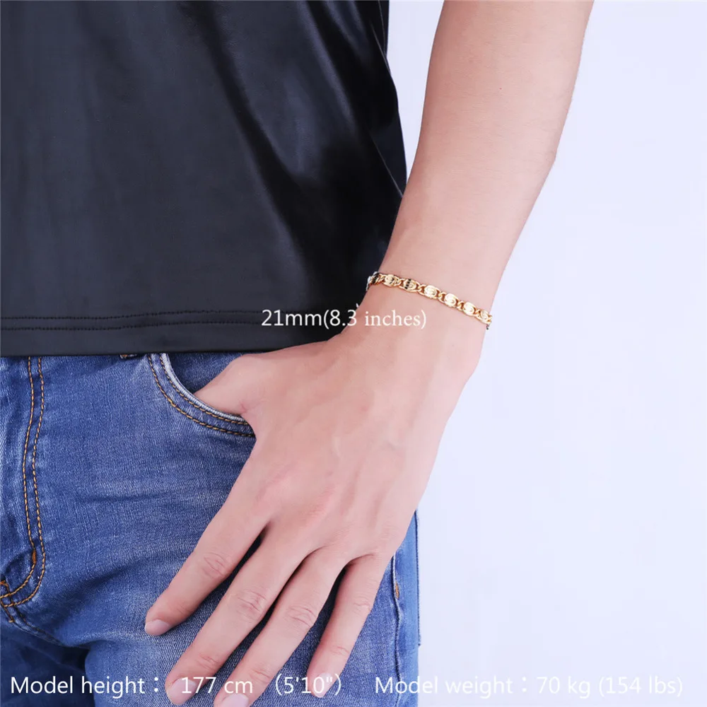 U7 Цепочка На Руку Мужская Улитка Браслет Розовое Золото/Золотой/Серебристый Цвет