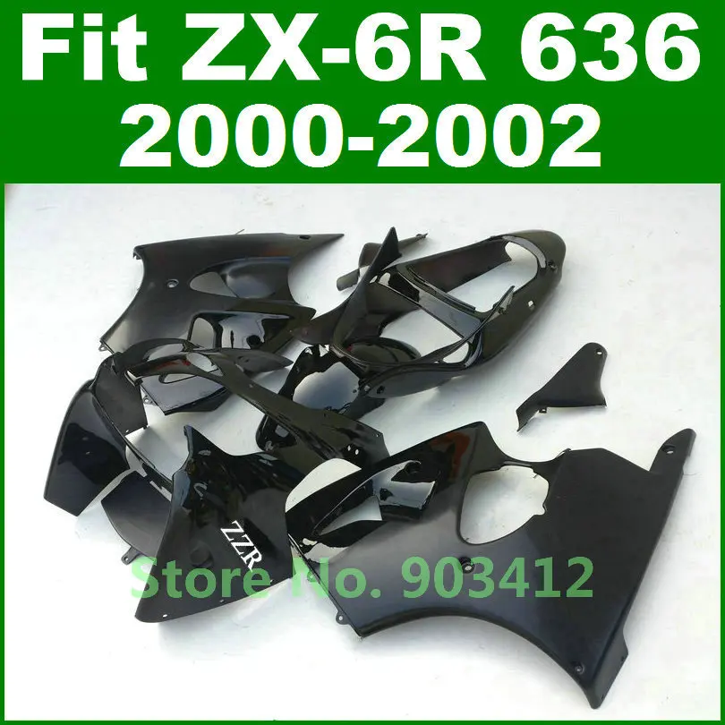 

Matte glossy black for Kawasaki Ninja 636 fairing kit 2000 2001 2002 ZX6R fairings 00 01 02 zx600 bodywork parts J8C3