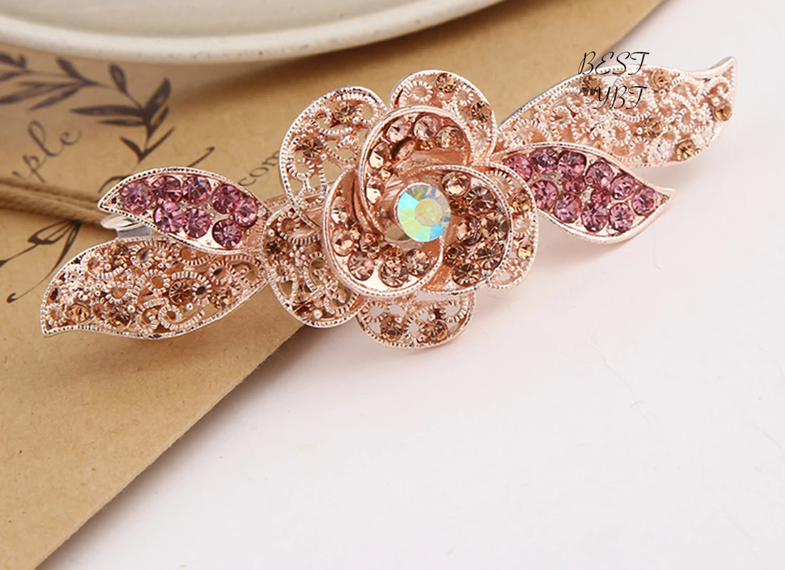 

Korean Beauty Crystal Flower Bow Jaw Clip Barrette Hair Claws for Women Faux Diamon Floral Headwear Glitter Hair Accessories