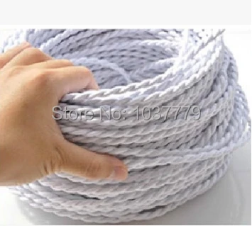 

100meters long white color double core cord braided textile fabric wire cable